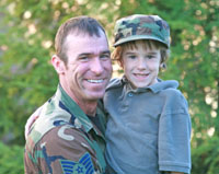 Military father with his son
