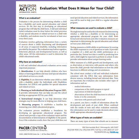 Evaluation: What Does It Mean for Your Child