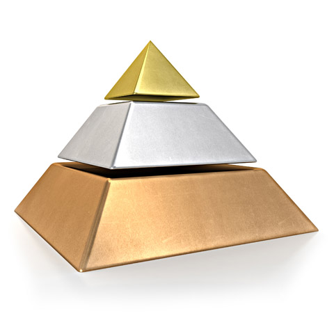 Gold, Silver, and Bronze Tiered Pyramid